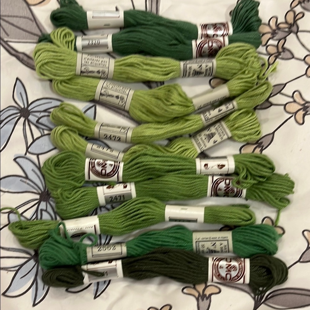 DMC Green Embroidery Floss Set